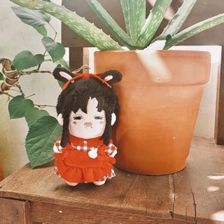 [OUTFIT DOLL 10CM] Đầm caro yếm đỏ