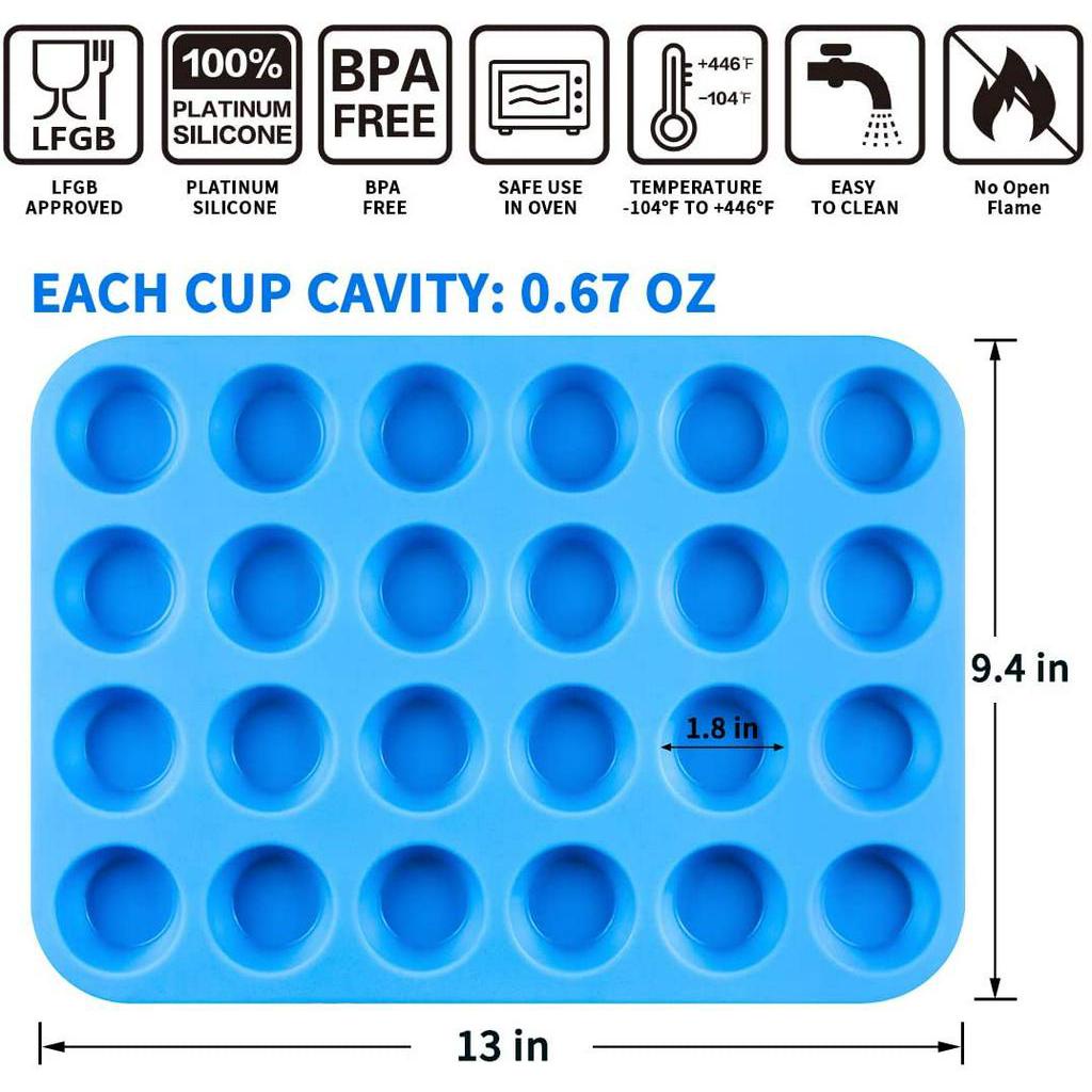 Khuôn Bánh ANAEAT Chất Liệu Silicon Với 24 Mini Ô Dùng Làm Bánh Muffin/Cookies/Cupcake Dịp Giáng Sinh DIY