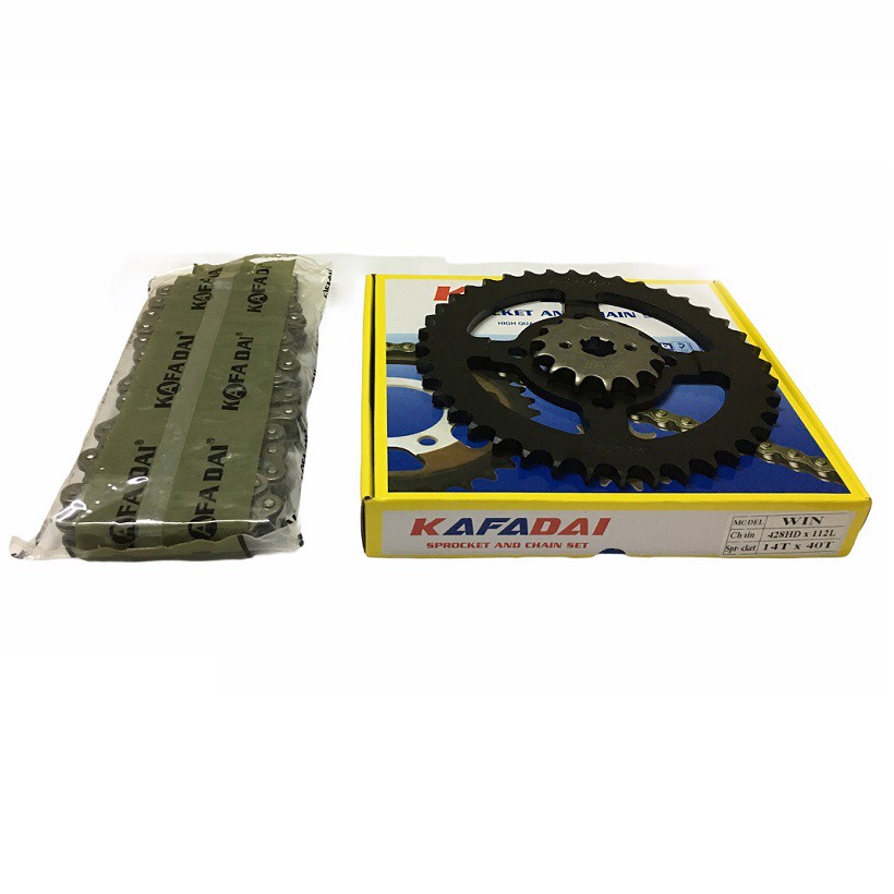 Nhông xích xe Win 14T/40T 428HD - 112L Mạ KAFADAI THAILAND