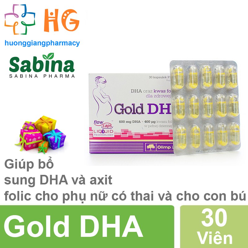 Gold DHA - Viên uống bổ sung DHA và axit folic cho phụ nữ có thai và cho con bú. Giúp não bộ thai nhi phát triển tốt