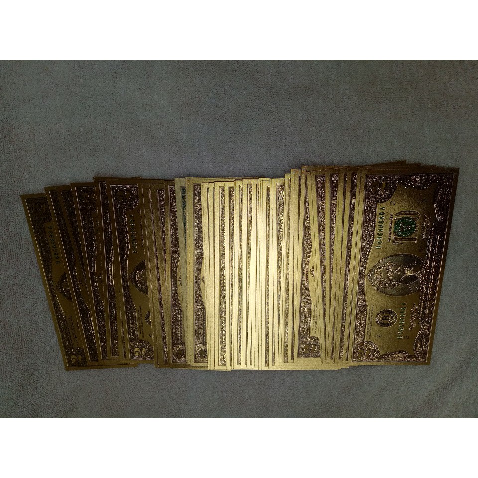 Combo 2 tờ USD mạ vàng 2 Đô La làm Quà Lưu Niệm