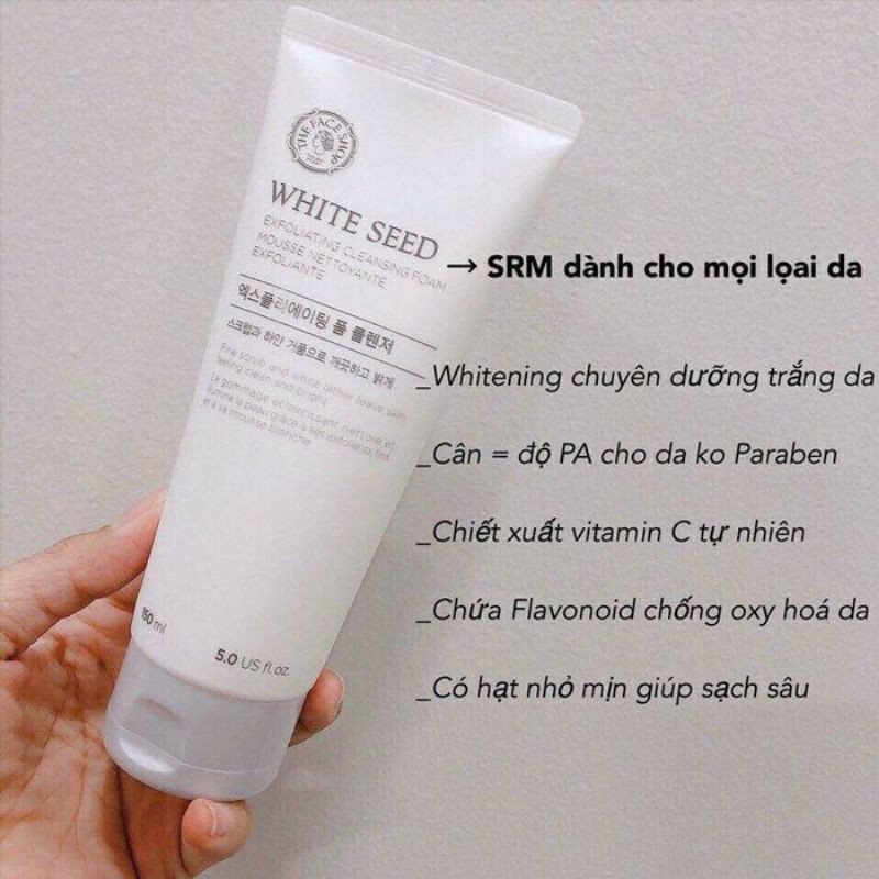 Sữa rửa mặt The Face Shop White Seed- Acne Solution Trắng da- Ngừa mụn