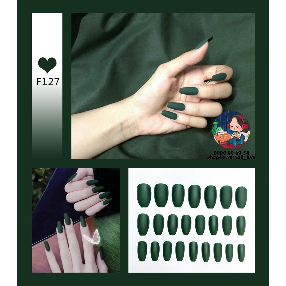 Móng Giả - Nail Dài Đơn Màu [Sẵn Keo - Đóng Hộp 24 Mẫu Đủ Size]