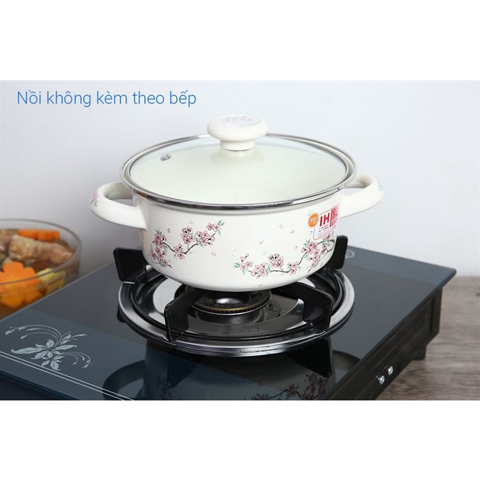 Nồi thép Nippon tráng men nắp kính 20 cm Fujihoro SKW-12G