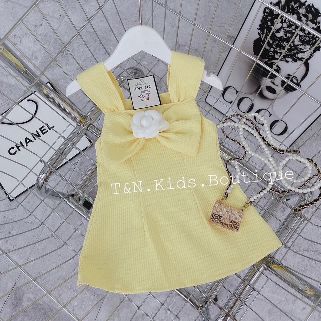 Váy 2 dây bé gái đính hoa trước ngực siêu xinh