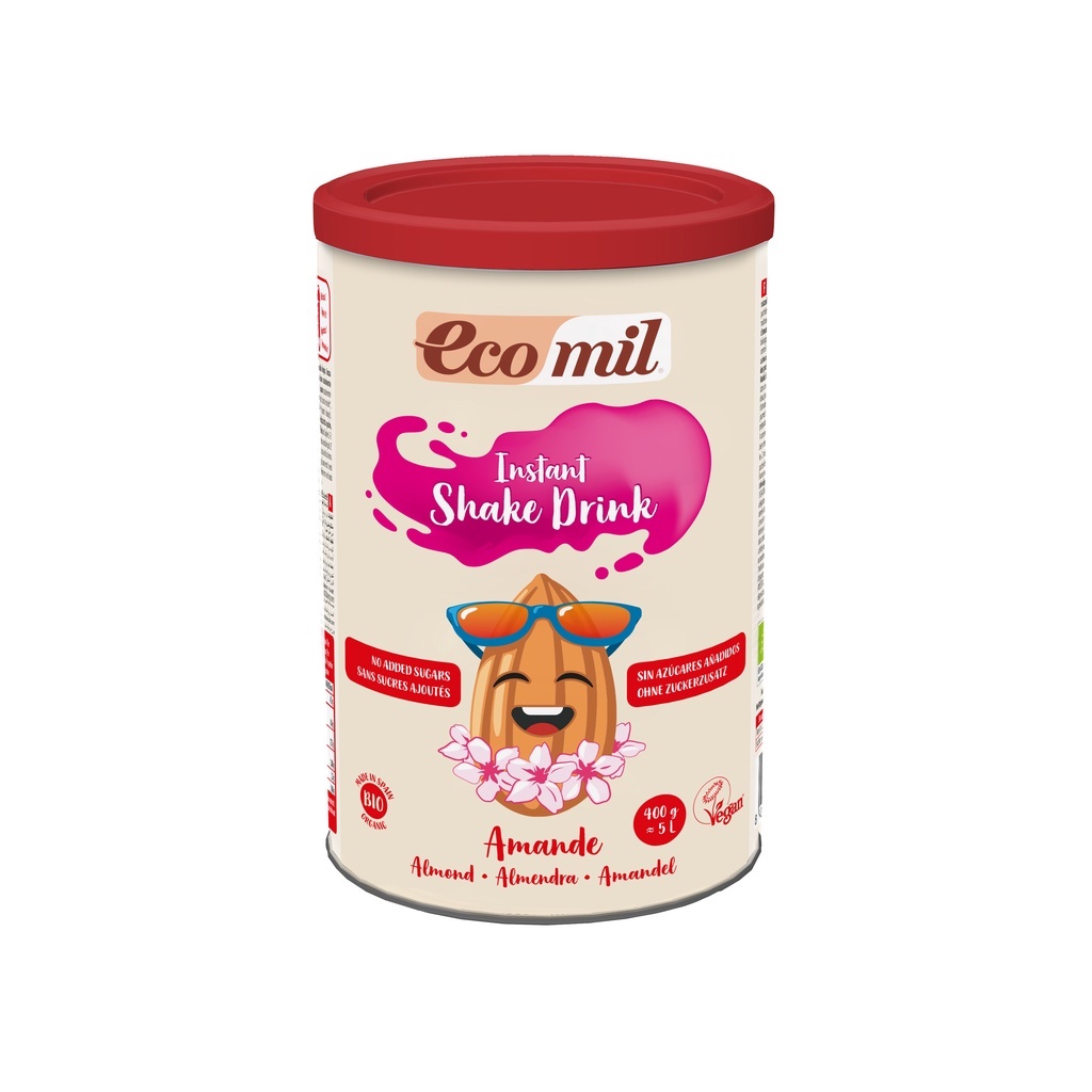 Sữa Bột Hạnh Nhân Không Thêm Đường Hữu Cơ Organic Almond Milk No Added Sugars Instant Bio Ecomil 400g