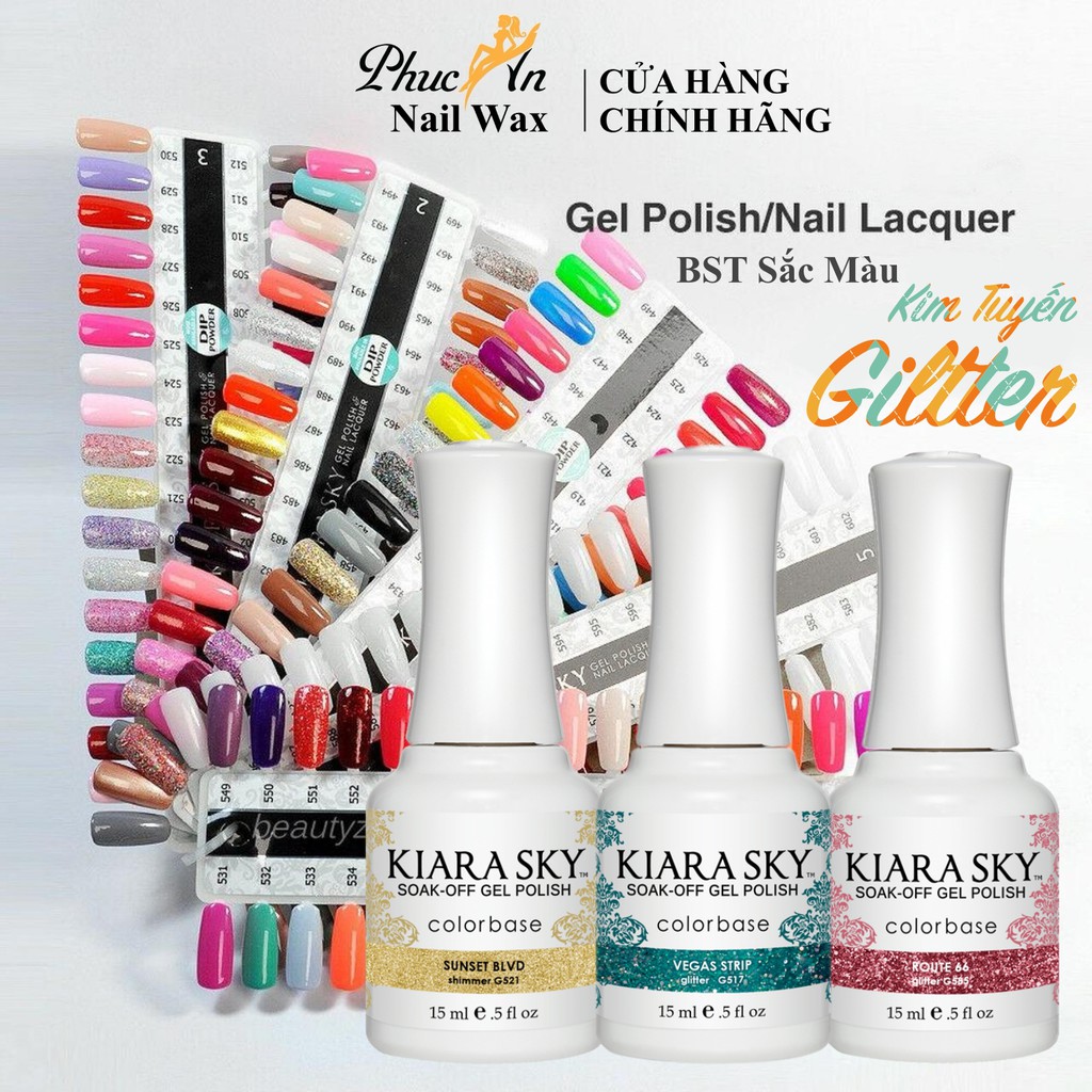 Sơn Gel Kiara Sky BST Màu Kim Tuyến GillterChính Hãng Mỹ Bóng Đẹp Đặc Mướt Bền Màu , Kềm Bến Thành , Phúc An