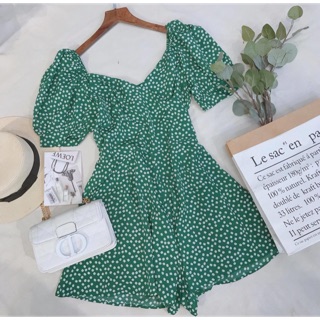 Jum giả váy hoa xanh nhí