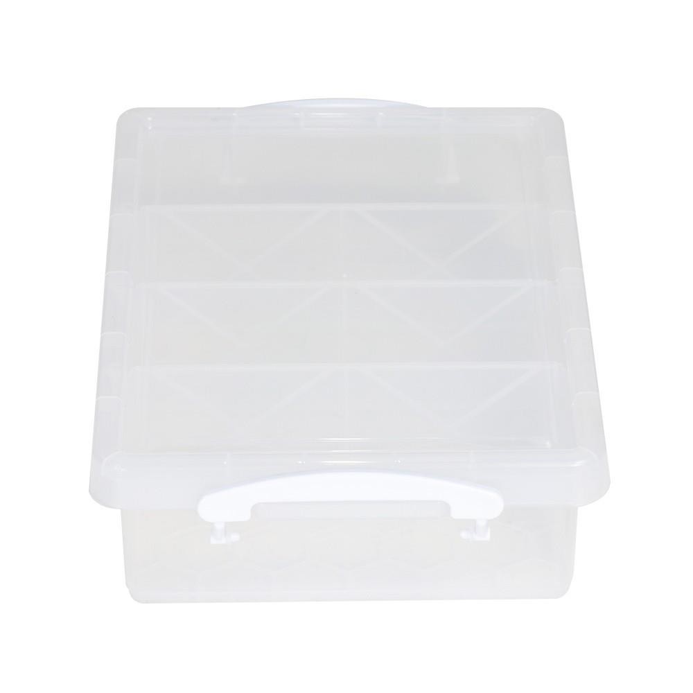 HomeBase STACKO Hộp nhựa đựng đồ nhiều ngăn có nắp bề mặt có lớp chống bám bụi Thái Lan W37.5xD25.6xH10Cm trắng trong