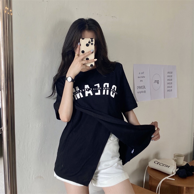 Áo Thun Tay Ngắn Dáng Suông In Họa Tiết Độc Đáo Thời Trang Phong Cách Hàn Quốc Cho Nữ