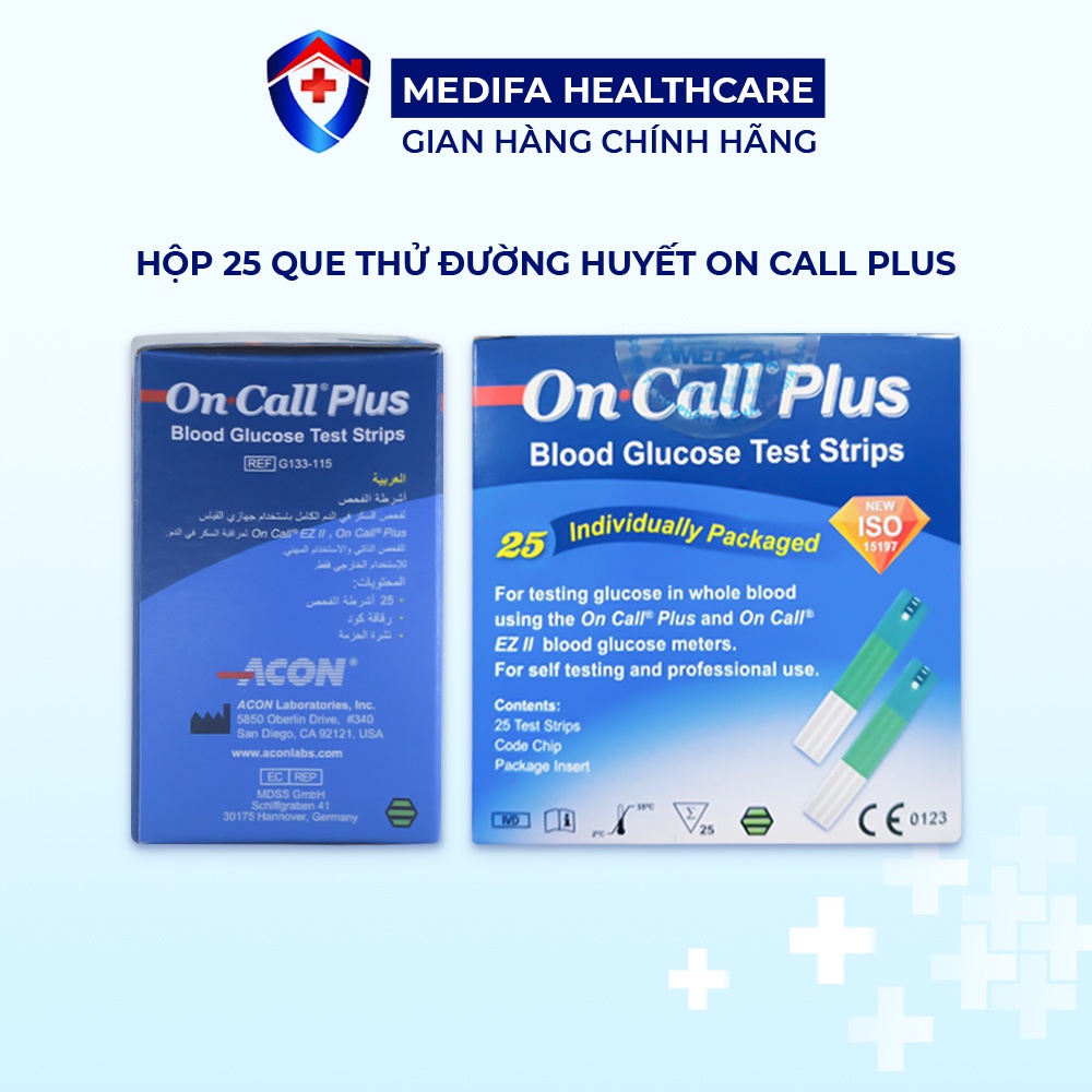 Hộp 25 - 50 que thử đường huyết On-Call Plus Acon Biotech Mỹ chính hãng