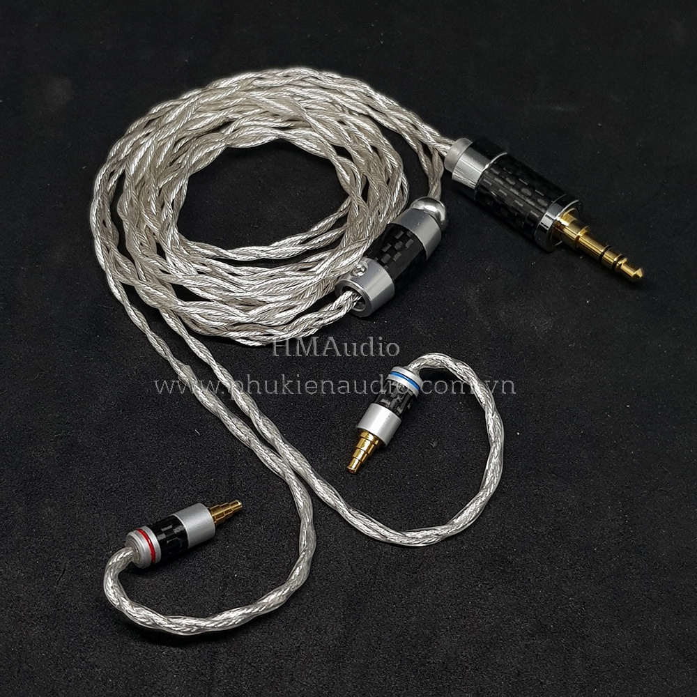 Dây tai nghe đồng mạ bạc 7N OCC Litz 25AWG 1.1mm tết 4 - Connetor IM50/70 A2DC IE80/80s IE40Pro IE100/500 IE300/900 2Pin