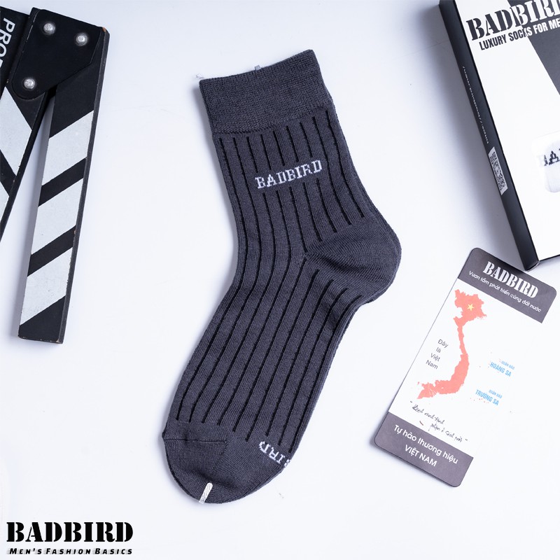 Tất Nam cổ trung sợi tre Cao Cấp BADBIRD, kháng khuẩn, ngăn mùi, cổ trung freesize, Thương hiệu Việt