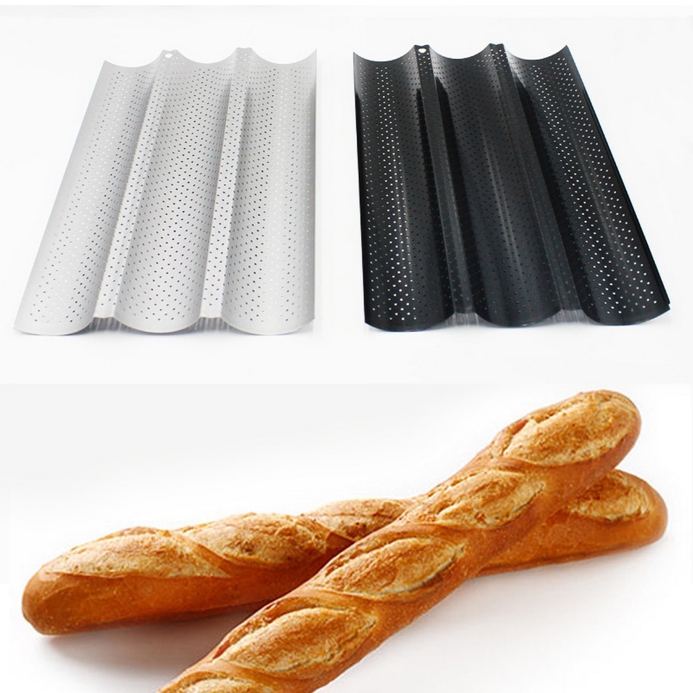 Khay Nướng Bánh Mì Pháp Lượn Sóng Baguette - Nướng Bánh Ngọt - Khuôn Nướng Bánh Mì Dài - Dụng Cụ Làm Bánh