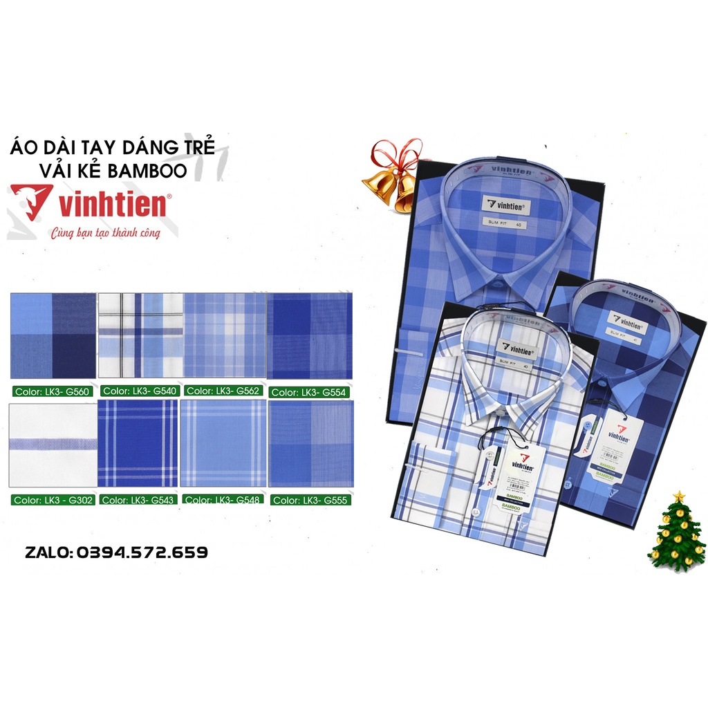 Áo Sơ Mi Dài Tay Bamboo SlimFit Vĩnh Tiến Caro A465