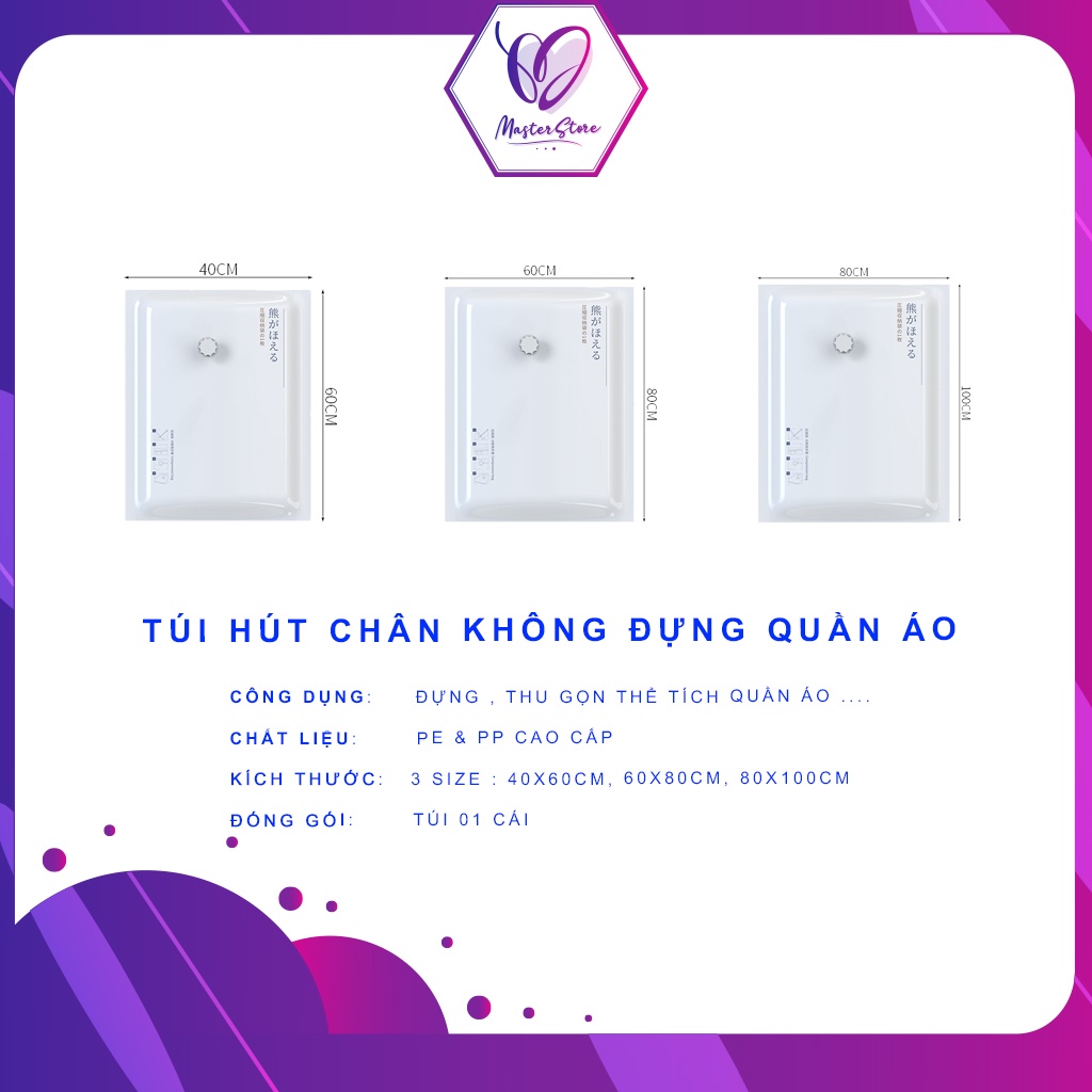 Túi hút chân không đựng chăn màn gối, quần áo tiết kiệm không gian Master Store