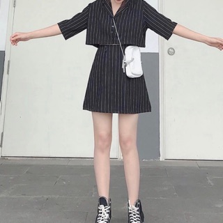 Set chân váy + áo croptop (ảnh thật/sẵn)