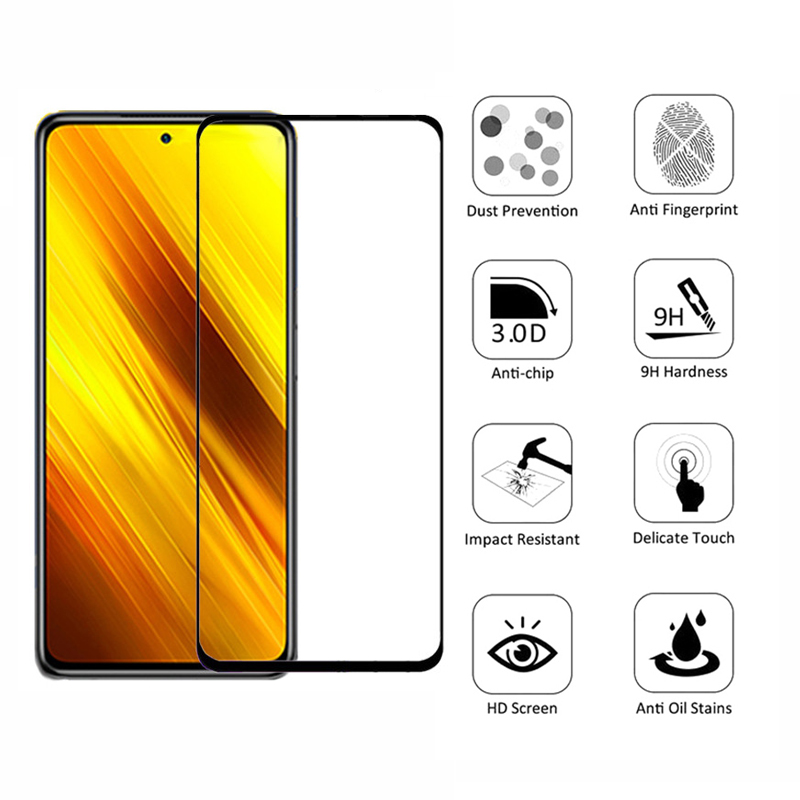 Xiaomi POCO X3 NFC Tempered Glass Screen Protector for Xiaomi Black Shark 2 3 POCO F2 Pro Pocophone F1 Redmi 9 9A 9C Note 8 9 Pro 9S Full Coverage Glass Film