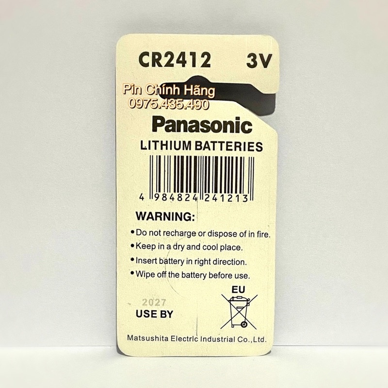 Pin CR2412 Panasonic Lithium 3V Vỉ 1 Viên - Made in Indonesia