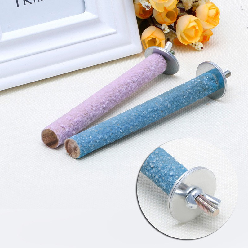 Đồ chơi mài và làm sạch móng nhiều màu sắc gắn lồng chắc chắn cho chim vẹt