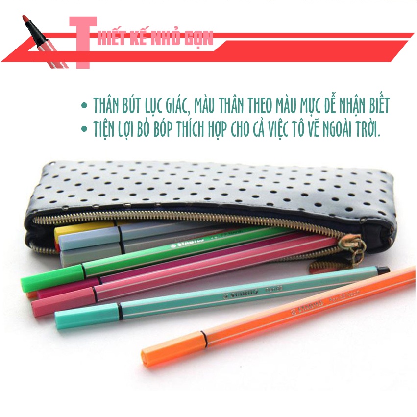 Bút lông STABILO Pen 68 cuộn vải 25 màu (PN6825R)