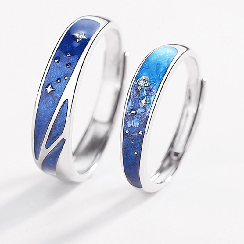Ivy Bộ Nhẫn Cặp Đôi Màu Xanh Dương Ngôi Sao Phù Hợp Với Bạn Thân Thời Trang Dành Cho Thanh Thiếu Niên