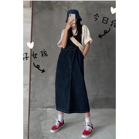 Váy yếm jeans bigsize dáng dài ulzzang order