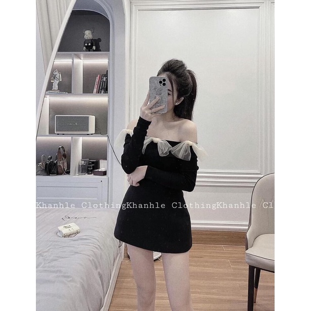 Áo trễ vai đính nơ