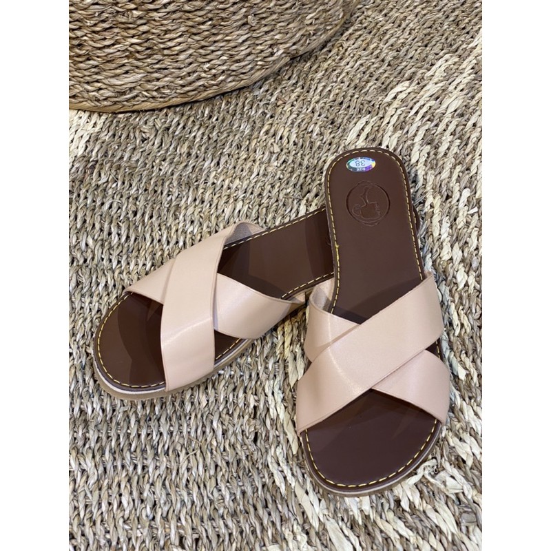 Dép nữ quai chéo chất liệu da cao cấp size 35-43