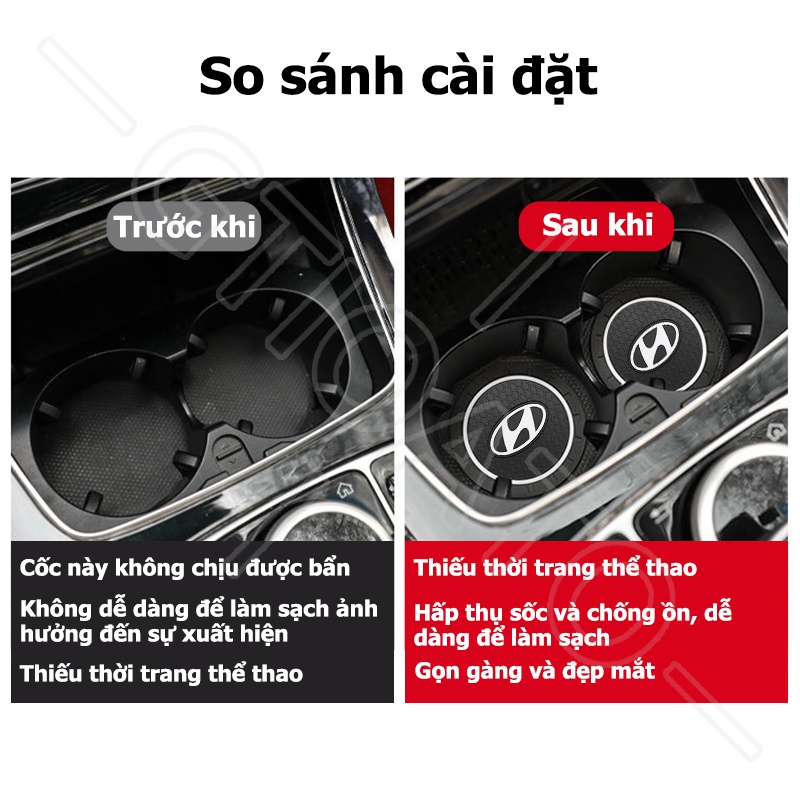 GTIOATO Lót Ly Xe Hơi Miếng Lót Cốc Xe Ô Tô Miếng Lót Ly Xe Ô Tô Chống Trượt Trang Trí NộI ThấT Ô Tô Cho Hyundai Grand Starex Avante Accent I10 Santa Fe Kona Venue Tucson Sonata Ioniq Creta I20 SantaFe Elantra Veloster Reina I30