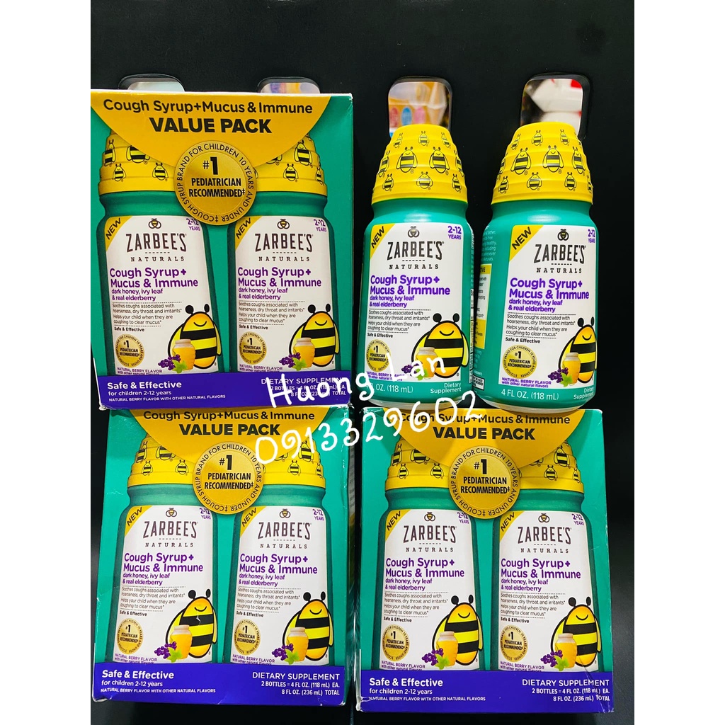 Hộp Đựng Siro Con Ong Zarbee Dark Honey + ZinC Naturals Baby Syrup