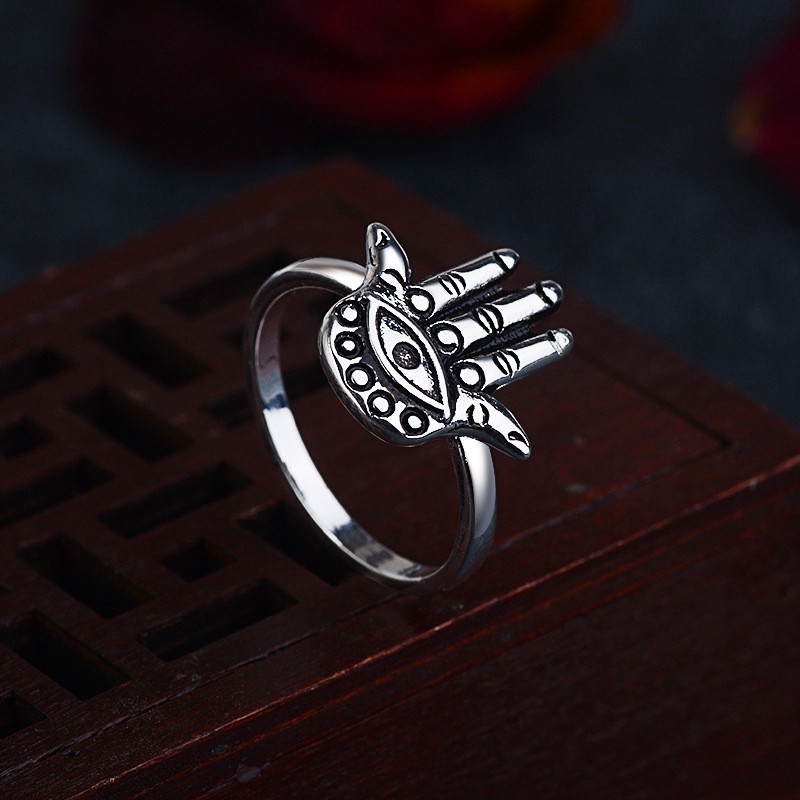 Nhẫn Hình Bàn Tay Hamsa May Mắn Phong Cách Ả Rập