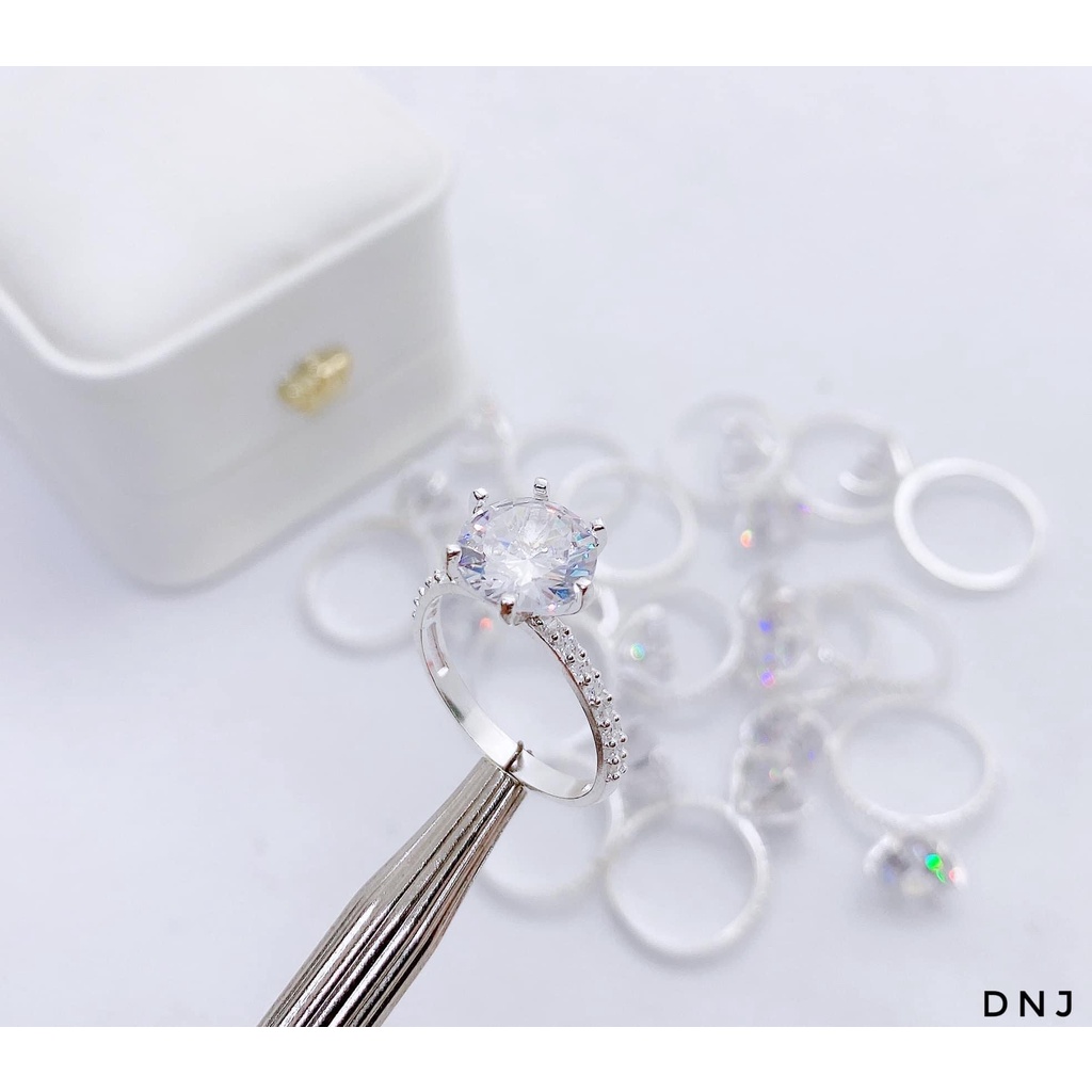 Nhẫn nữ bạc thật đá chủ sáng đẹp lung linh sang chảnh