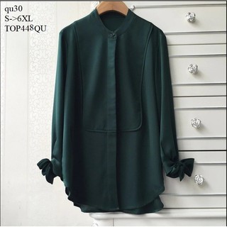 TOP364 ÁO SƠ MI VOAN LỤA TAY DÀI THẮT NƠ