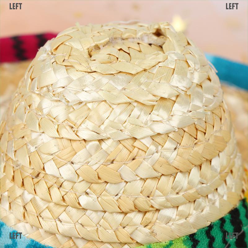 LEFT Mini Pet Dogs Straw Hat Sombrero Cat Sun Hat Beach Party Straw Hats Dogs Hat