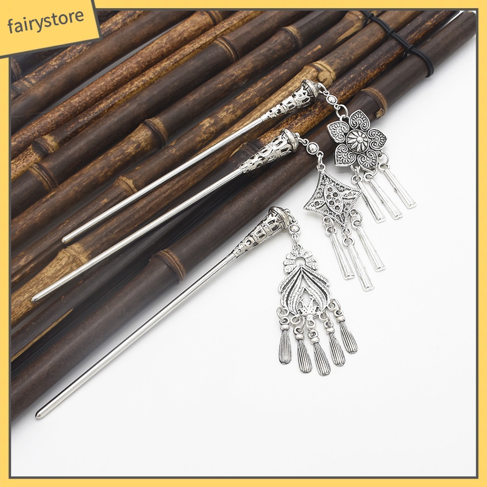 Trâm cài tóc hình hoa phối tua rua kiểu dáng cổ điển cho nữ