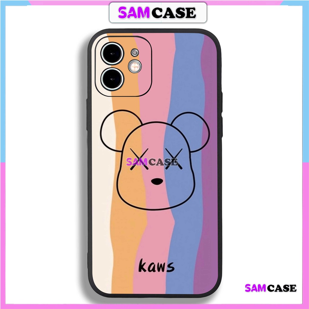 Ốp lưng iPhone 6/6s/7/8/X/XS/11/12/13/14 Pro Plus Max viền vuông chống sốc bảo vệ camera silicon mềm Hình Kaws19-1