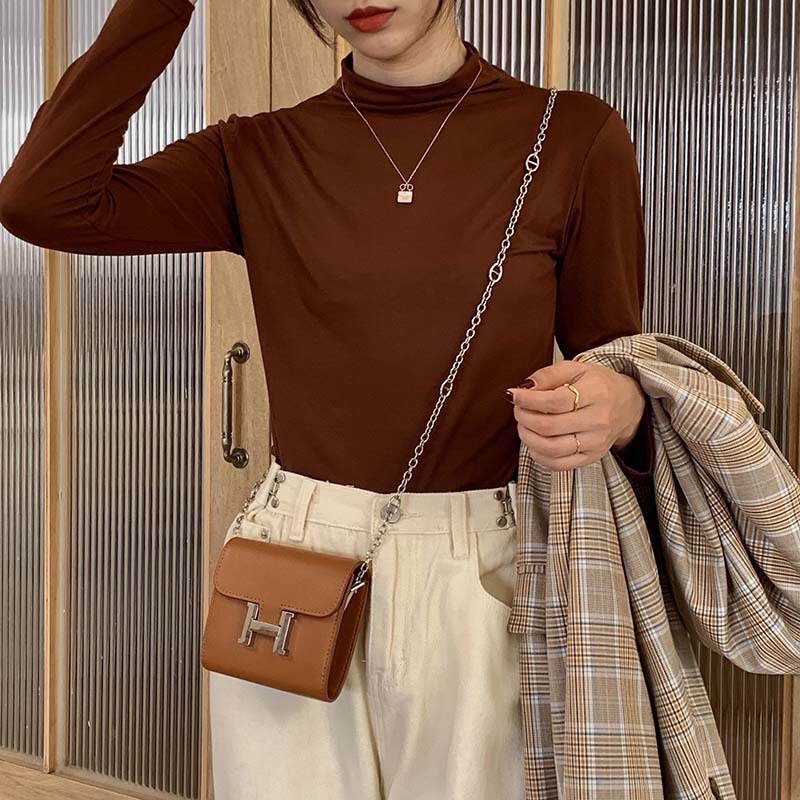 Túi Chữ H Mini Dây Xích Trắng