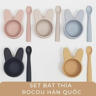 Set bé bát thìa ăn dăm silicon rocou hàn quốc 🐰 _lampii1