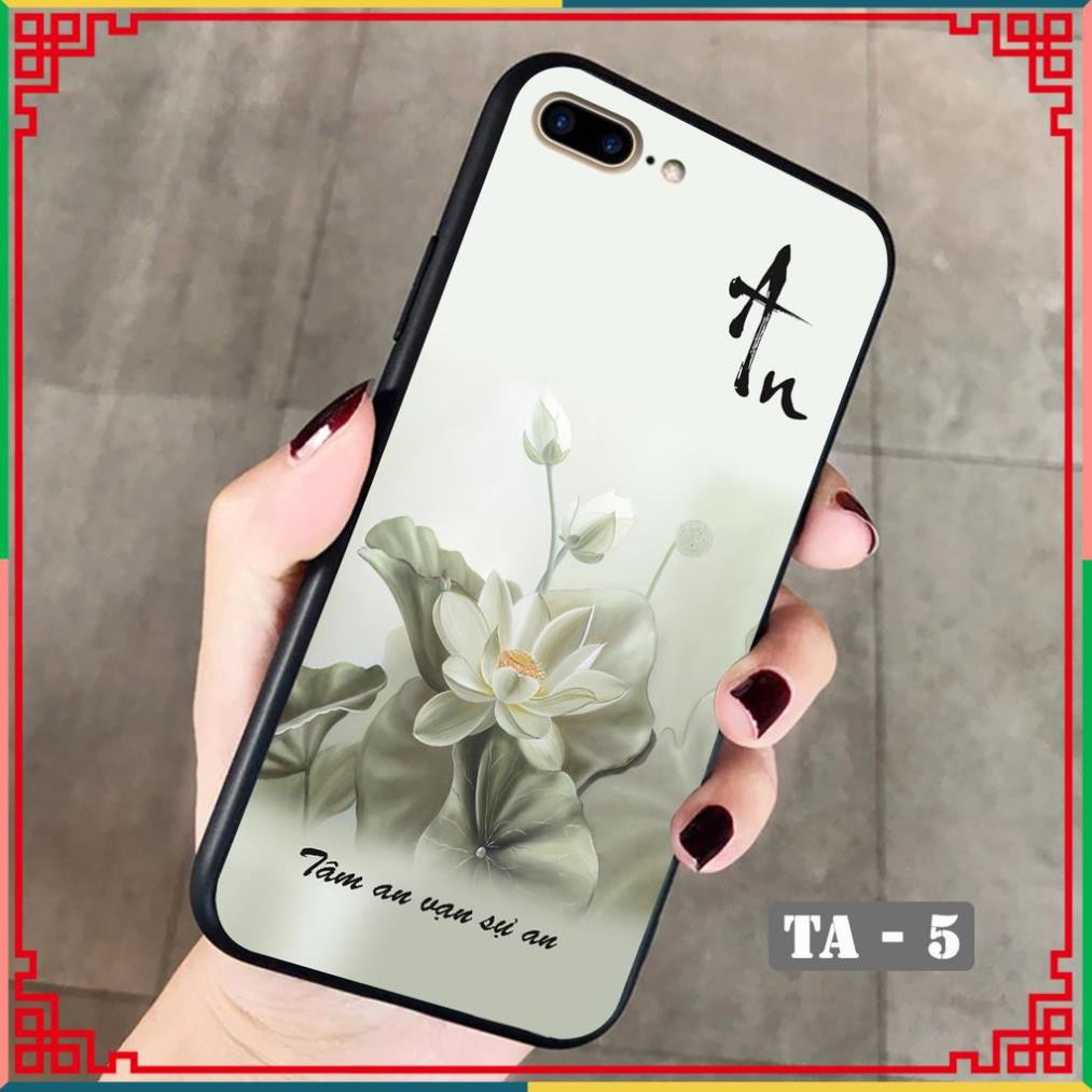 Ốp lưng Tâm An Vạn Sự An - Ốp in iphone 7 plus - Iphone 8 plus trên mặt lưng kính cường lực in họa tiết tâm an vạn sự an