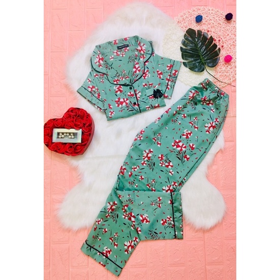 Bộ ngủ pijama nữ lụa Satin siêu mềm mịn &lt;56kg (ko túi quần)