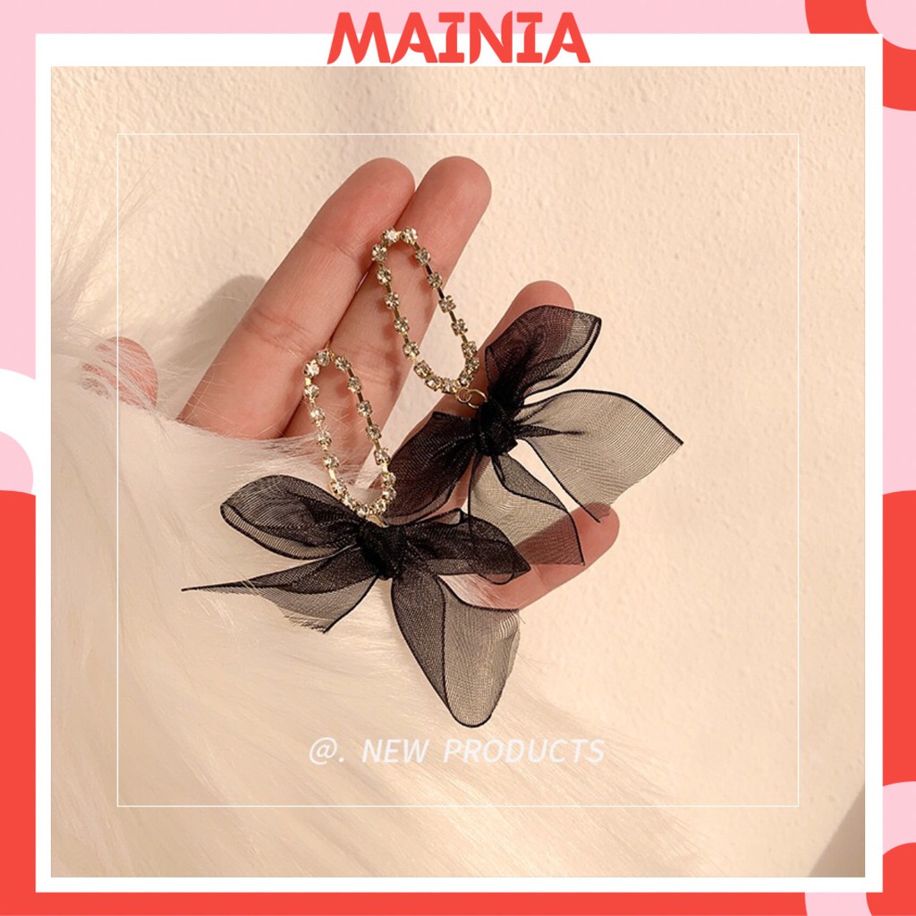 Bông Tai Hoa Tai Nơ Đen Đính Đá Sang Trọng Qúy Phái Trang Sức Cao Cấp Mainia Shop