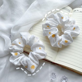 Chun buộc tóc scrunchies hoa cúc trắng