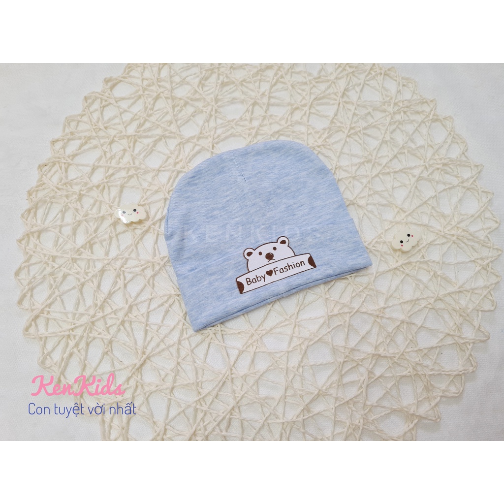 SET 3 Nón mũ tròn bo sơ sinh thun cotton hình gấu và heo ngộ nghĩnh cho bé