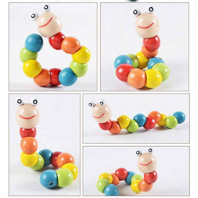 [Quà tặng] Đồ chơi con sâu gỗ uốn dẻo nhiều màu sắc đáng yêu cho bé - Miwako Official Store
