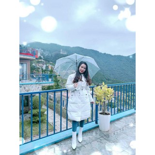 Áo phao dáng dài thắt eo