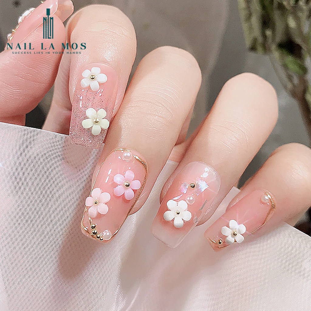 Khay phụ kiện hoa nhí nail mix 6 màu rất xinh – hoa sứ nhí nail mix bi trang trí móng phong cách Hàn Nhật