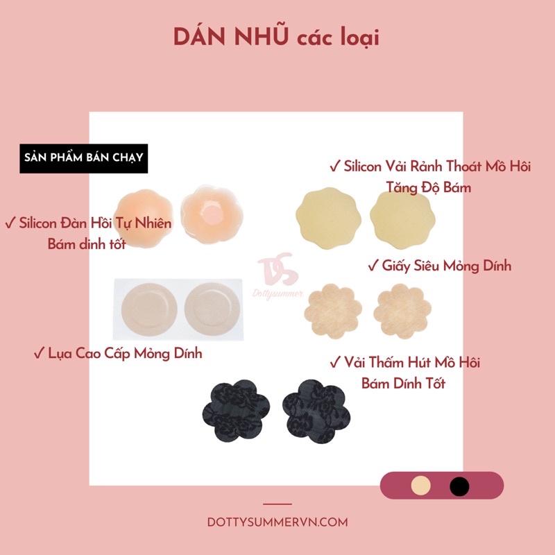 Pack 5 Cặp Dán Nhũ Giấy Siêu Mỏng Siêu Dính, , Miếng Dán Ti Có Thể Dùng Dưới Nước