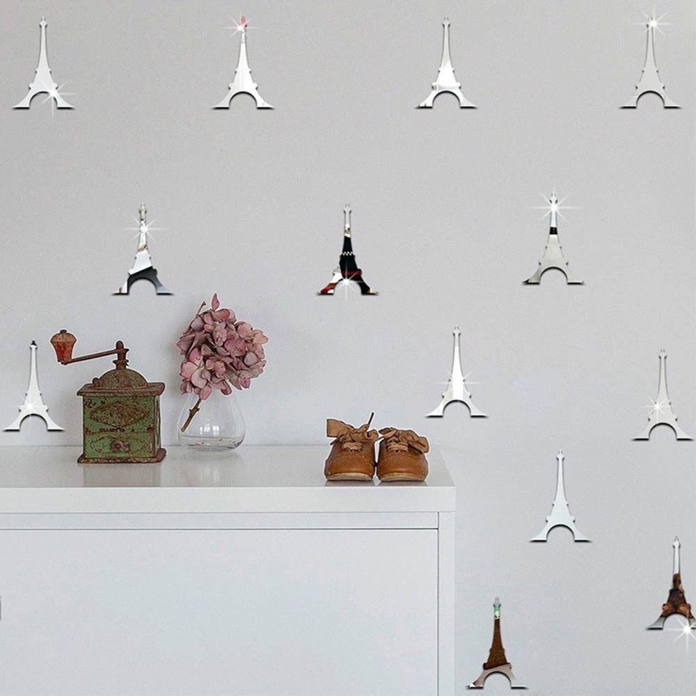 ELEGANT Bộ 12 Miếng Dán Tường Tráng Gương Dùng Trang Trí Phòng Ngủ Cho Trẻ DIY