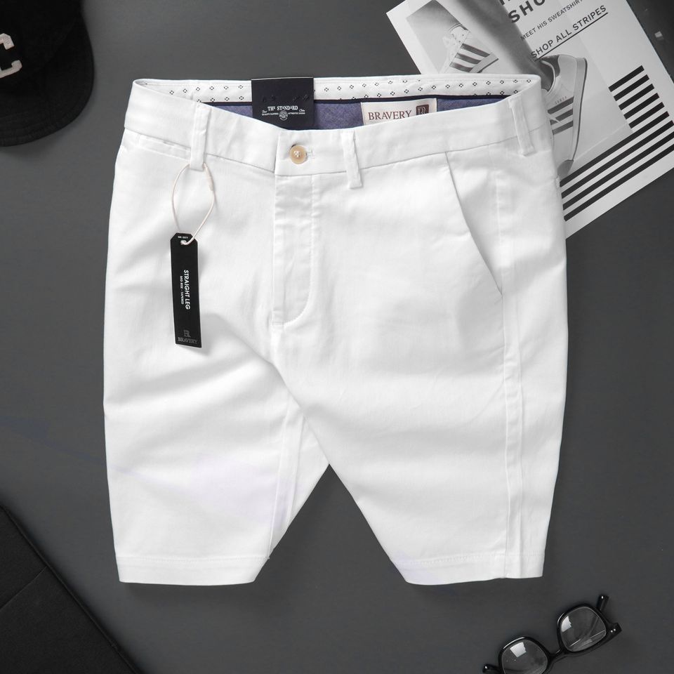 Quần short nam, Quần short kaki nam Kunda Màu Trắng mềm mịn dày dặn, form regular fit - MENLUK